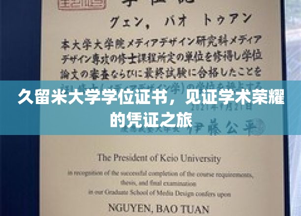 学术荣耀足迹，久留米大学学位证书的荣耀之旅