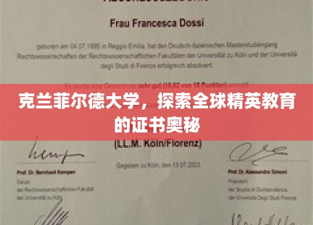 解码克兰菲尔德，揭秘全球精英教育证书的非凡之旅