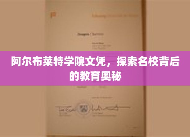 名校阿尔布莱特，揭开文凭背后的教育传奇